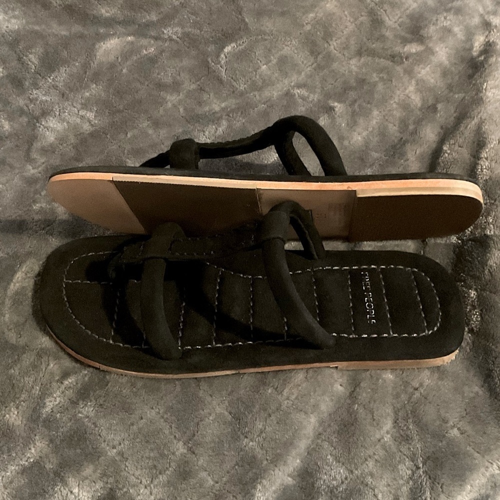 Free People Black Suede Hadden Slip On Flat Sandal Size 8.5